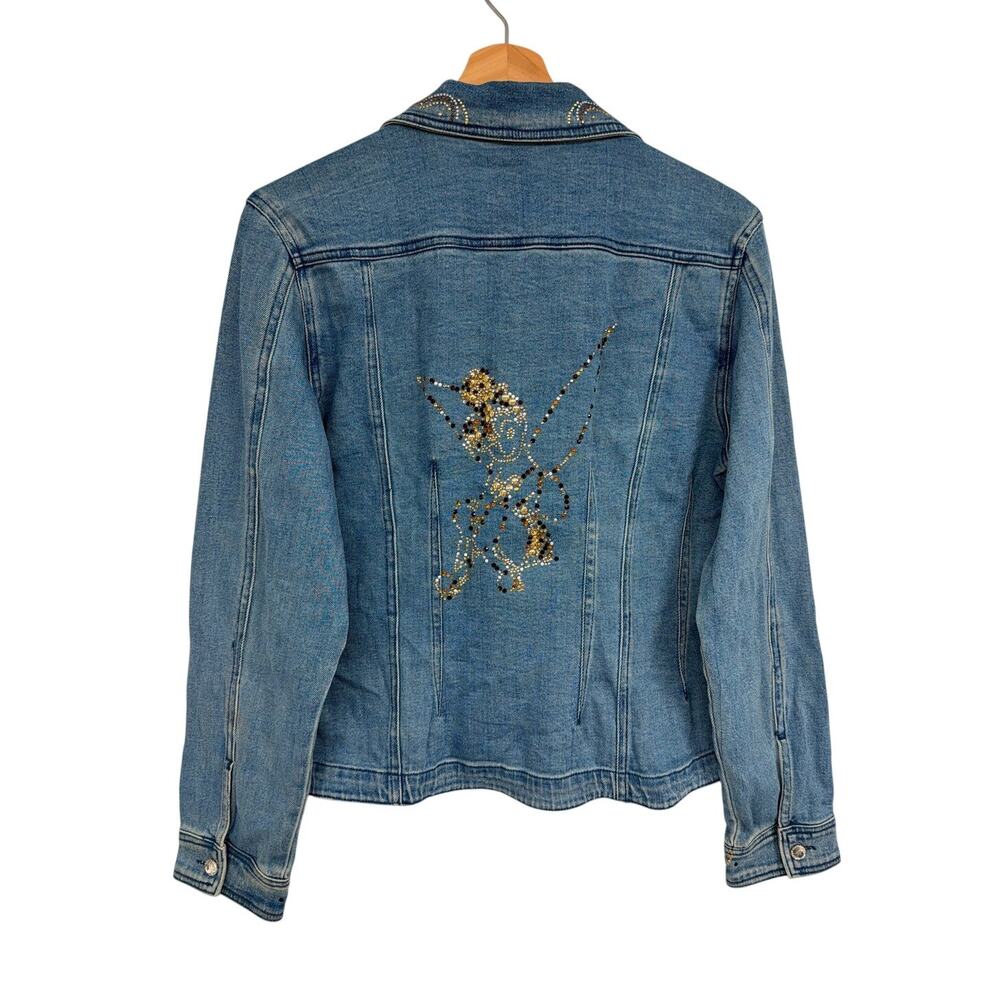 NWOT VTG Disney Bedazzled Tinkerbell Denim Jacket SZ SMALL Magical Y2K Fairy